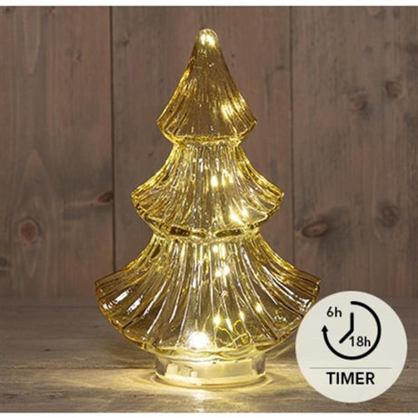 Collezione Anna's albero di Natale 10led vetro 3xaaa batteria con timer 15,5x9,5xh24cm ambra