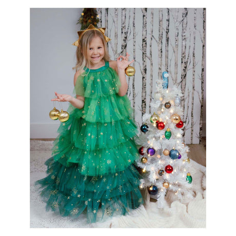Vestito da albero di Natale per grandi pretendenti con fascia per capelli - 5-6 anni