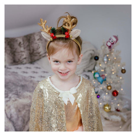 Cerchietto natalizio in oro Rudolph Great pretenders per bambini