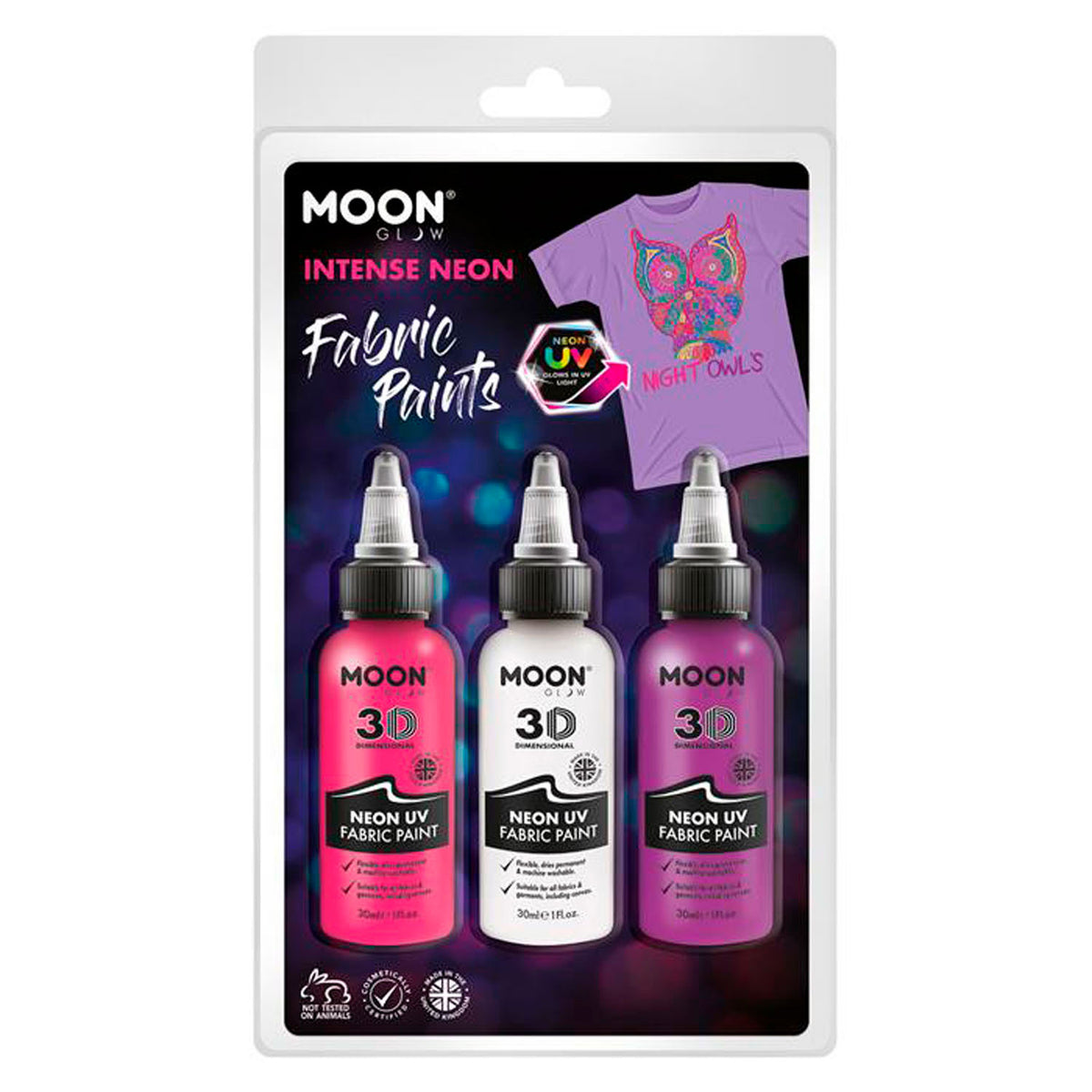 Vernice per tessuti Haza Barbabianca neon 3x30ml - bianco, rosa, viola