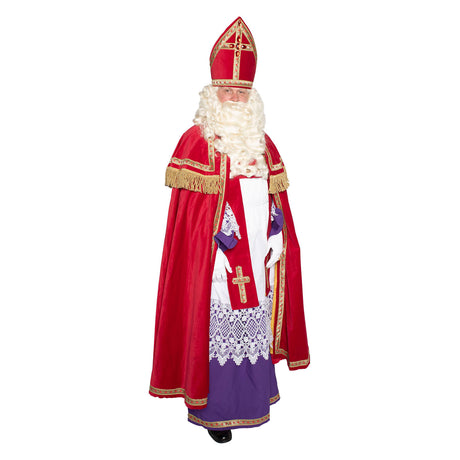 Haza witbaard sint katoenfluweel met kokermijter
