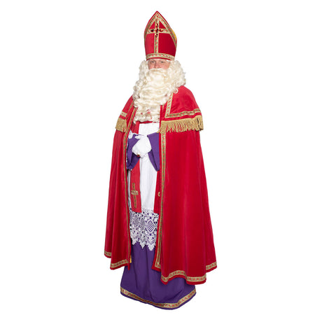 Haza witbaard sint katoenfluweel met kokermijter