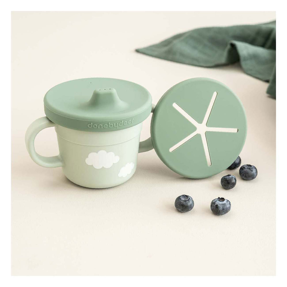 Done by deer snack tazza con beccuccio verde cocco, 215ml