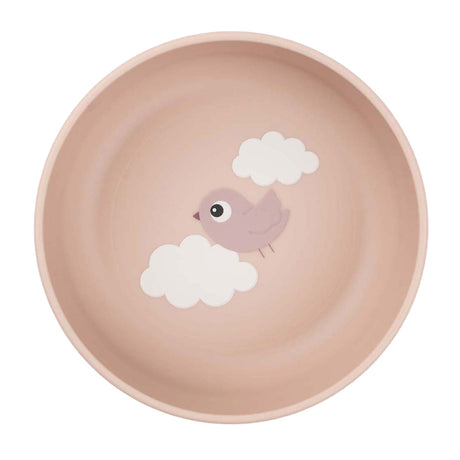 Fatto da cervo ciotola di cibo nuvole felici rosa
