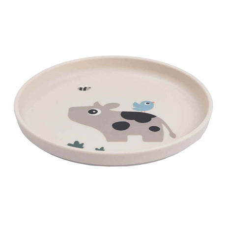 Piatto per bambini Done by Deer piccola fattoria beige