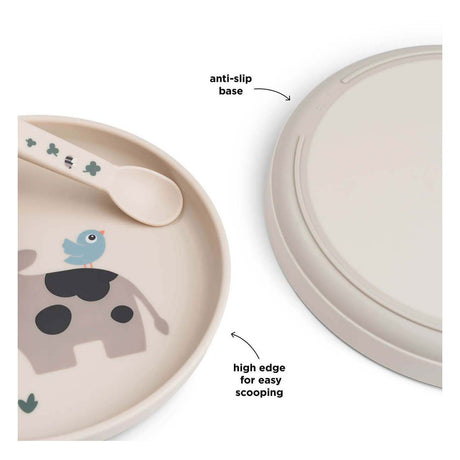 Piatto per bambini Done by Deer piccola fattoria beige
