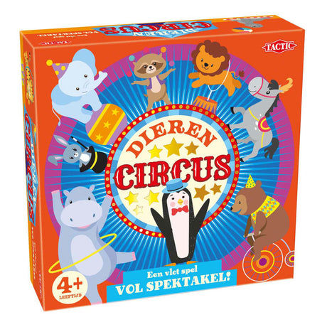 Circo tattico con animali - gioco da tavolo - gioco per famiglie - tavolo da gioco extra large con diametro di 60 cm - 5 animali in legno - 4 grandi tende da raccolta di 24x24 cm - a partire da 4 anni