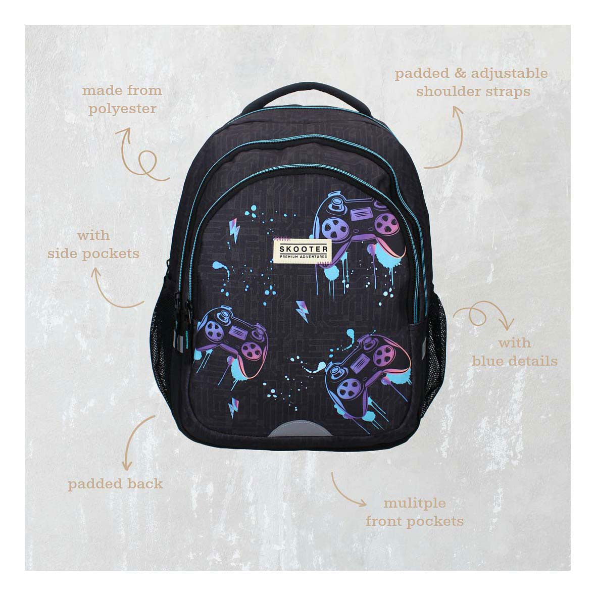 Zaino per monopattino Vadobag Game Face on Game Print