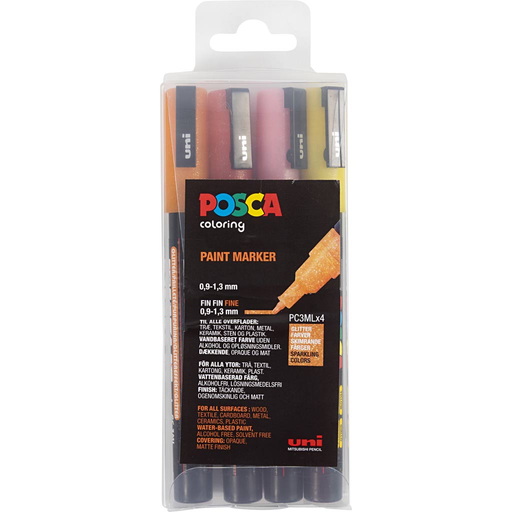 Https: www.cchobby.nl posca-marker-afm-pc-3m-linea spessore-0-9-1-3-mm-fine-glitter-colori-4 pezzi-1 pezzo