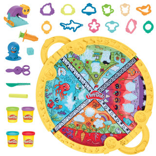 Tappetino da gioco Hasbro play-doh piega e prendi - argilla da modellare - 4 barattoli di play-doh - facile da riporre - lavoretti per bambini