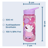 Serie Undercover świnka peppa - borraccia - 500 ml - con bicchiere a flusso - senza BPA