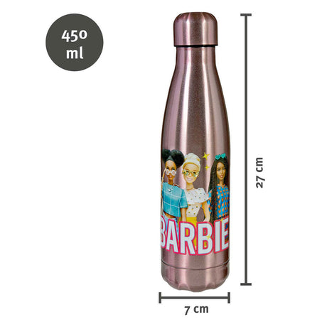 Borraccia Barbie Undercover in acciaio inossidabile da 450 ml multicolore, adatta ai bambini.