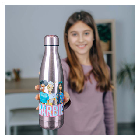 Borraccia Barbie Undercover in acciaio inossidabile da 450 ml multicolore, adatta ai bambini.
