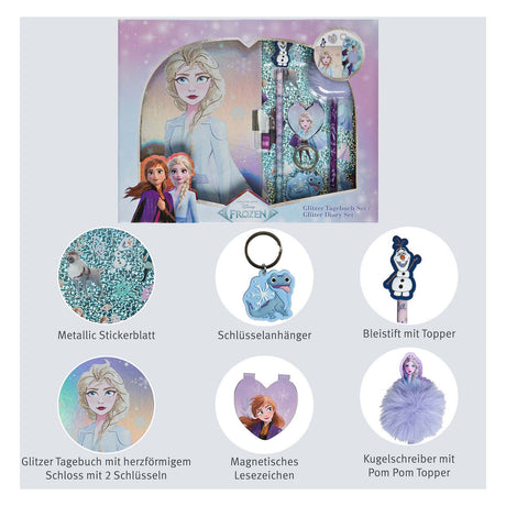 Set diario glitter sotto copertura Frozen - 6 pz.