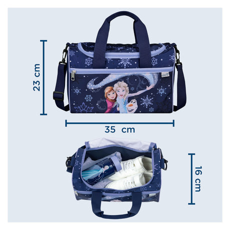 Borsa sportiva sotto copertura Disney Frozen con 2 scomparti portaoggetti