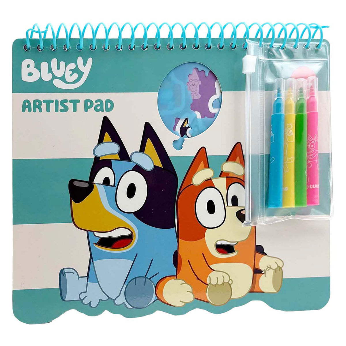 Blocco di colore blu Toyland con stencil e modelli