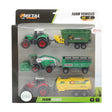 Toi-toys set agricolo in metallo 6 pezzi trattore + rimorchio 4 assortiti