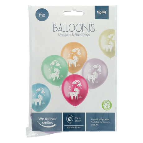 Folat bv palloncini in lattice unicorni arcobaleni, 6 pz.