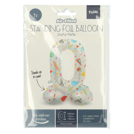 Folat bv palloncino foil in piedi gioioso numero festa 0 -72 cm