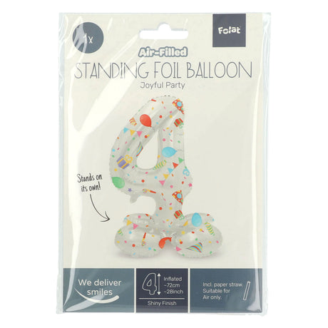 Folat bv palloncino foil in piedi festa gioiosa numero 4 -72 cm