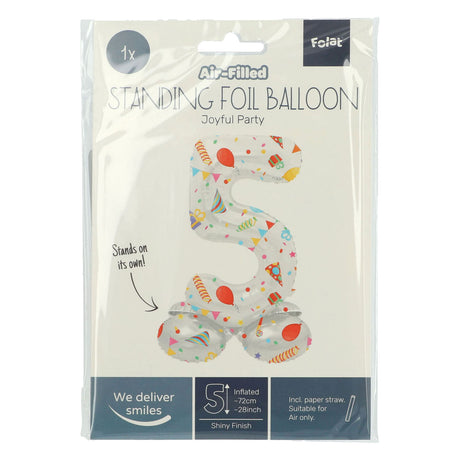 Folat bv palloncino foil in piedi festa gioiosa numero 5 -72 cm