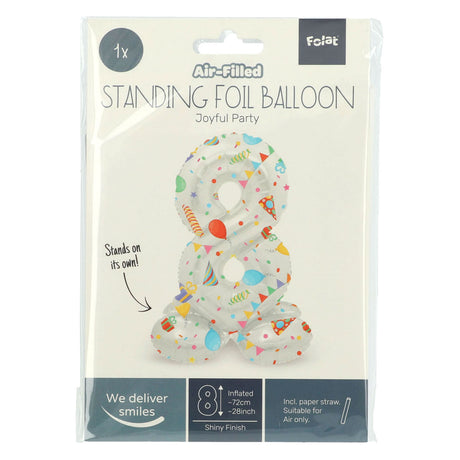 Folat bv palloncino foil in piedi gioioso numero festa 8 -72 cm
