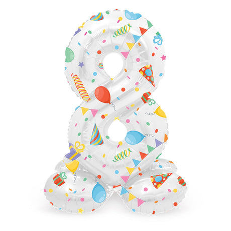 Folat bv palloncino foil in piedi gioioso numero festa 8 -72 cm