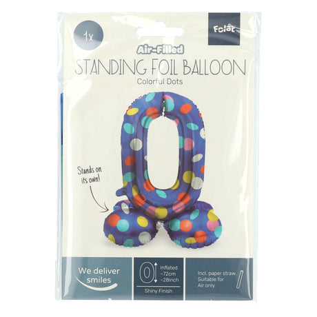 Folat bv palloncino foil in piedi punti colorati numero 0 - 72 cm