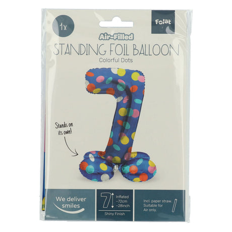 Folat bv palloncino foil in piedi pois colorati numero 7 - 72 cm