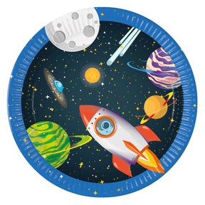 Globos piatti di carta fsc rocket space, 8 pz.