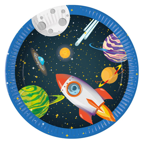 Globos piatti di carta fsc rocket space, 8 pz.
