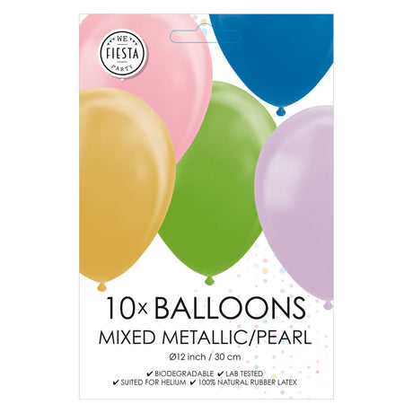 Palloncini Globos metallizzati perlati mix colori 30cm, 10pz.