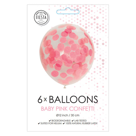 Globos coriandoli palloncini coriandoli di carta baby rosa 30cm, 6 pz.