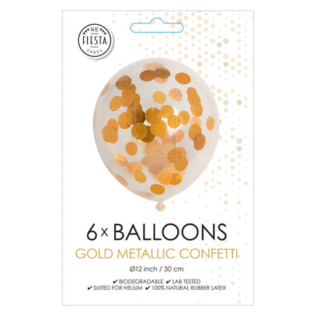 Globos coriandoli palloncini coriandoli di carta oro metallizzato 30 cm, 6 pz.