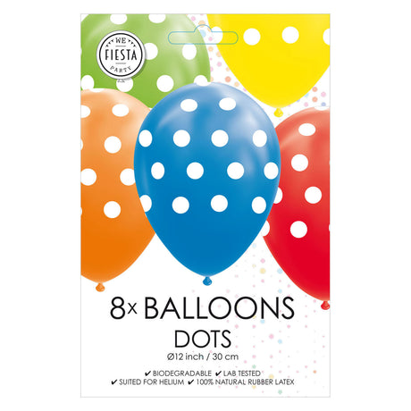 Palloncini Globos a pois mescolano colori 30cm, 8pz.