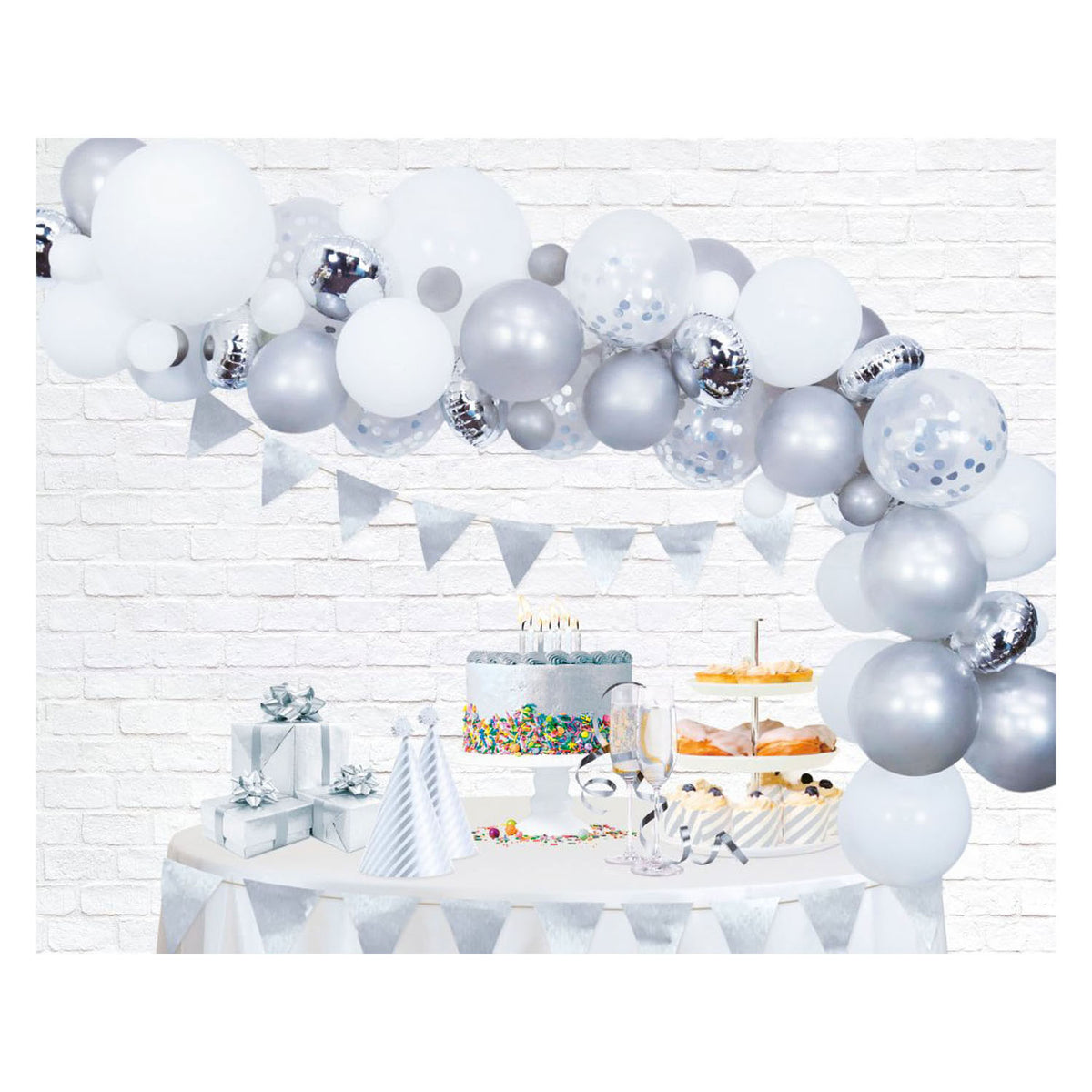 Set arco per palloncini Globos argento