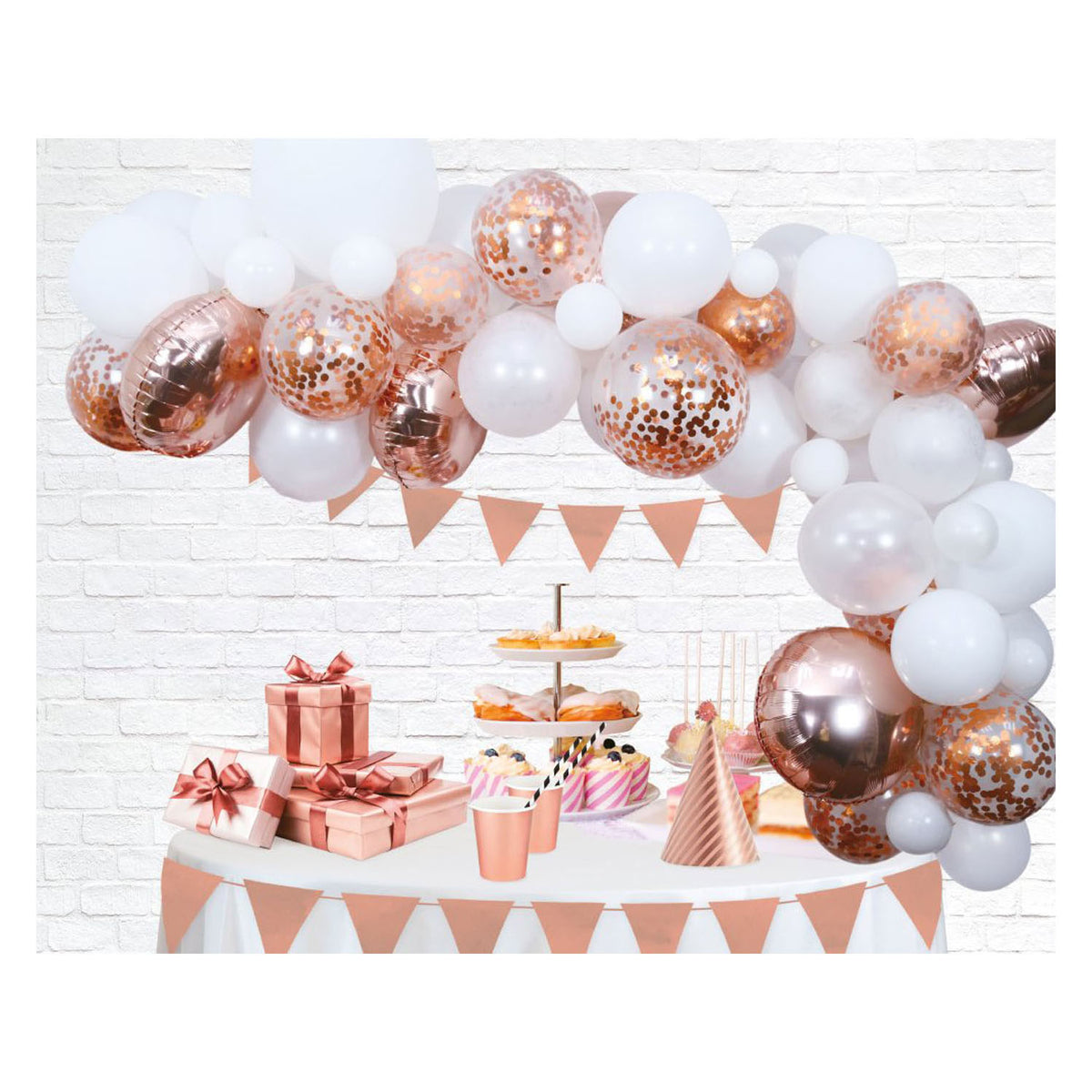 Set arco per palloncini Globos oro rosa