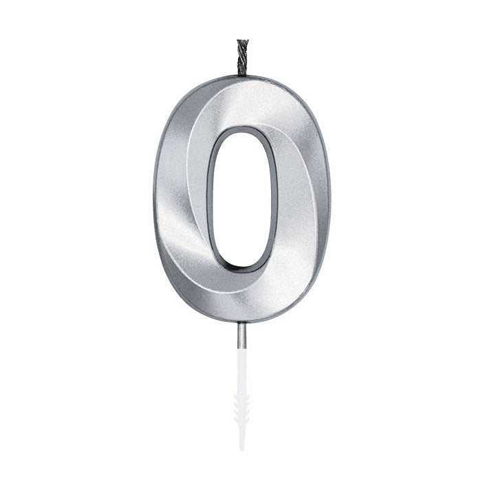 Candelina per torta Globos 6 cm argento metallizzato n.0
