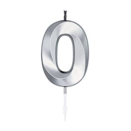 Candelina per torta Globos 6 cm argento metallizzato n.0