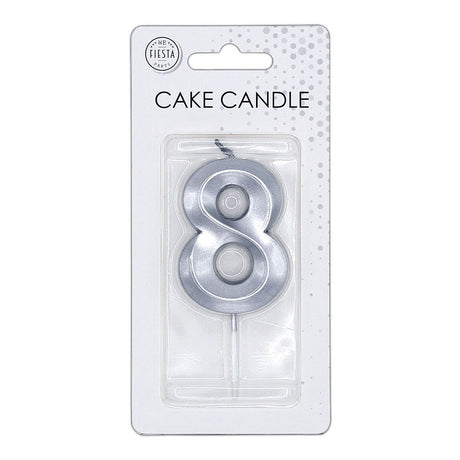 Candelina per torta Globos 6 cm argento metallizzato n.8