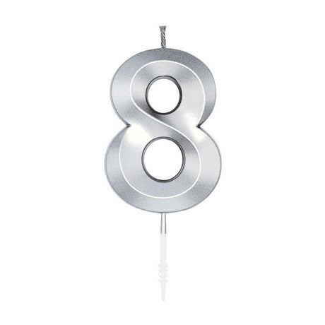 Candelina per torta Globos 6 cm argento metallizzato n.8