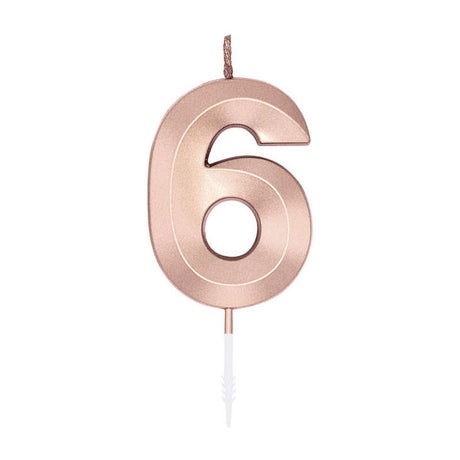 Candelina per torta Globos 6 cm oro rosa metallizzato n. 6