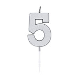 Candelina per torta Globos 4,5 cm argento metallizzato n. 5