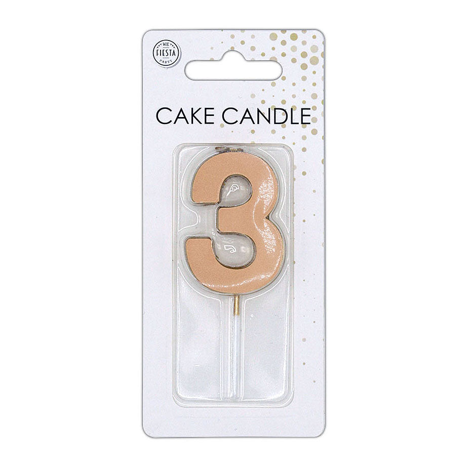 Candelina per torta Globos 4,5 cm oro rosa metallizzato n. 3