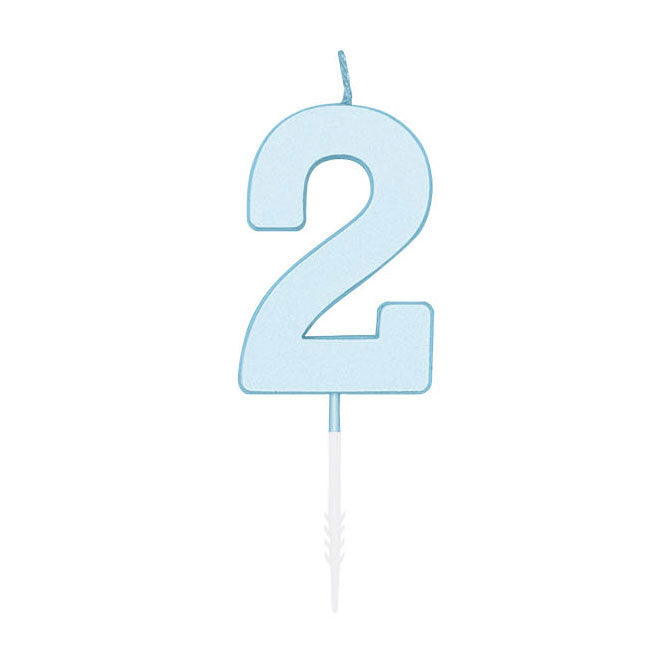 Candelina per torta Globos 4,5 cm blu pastello n. 2