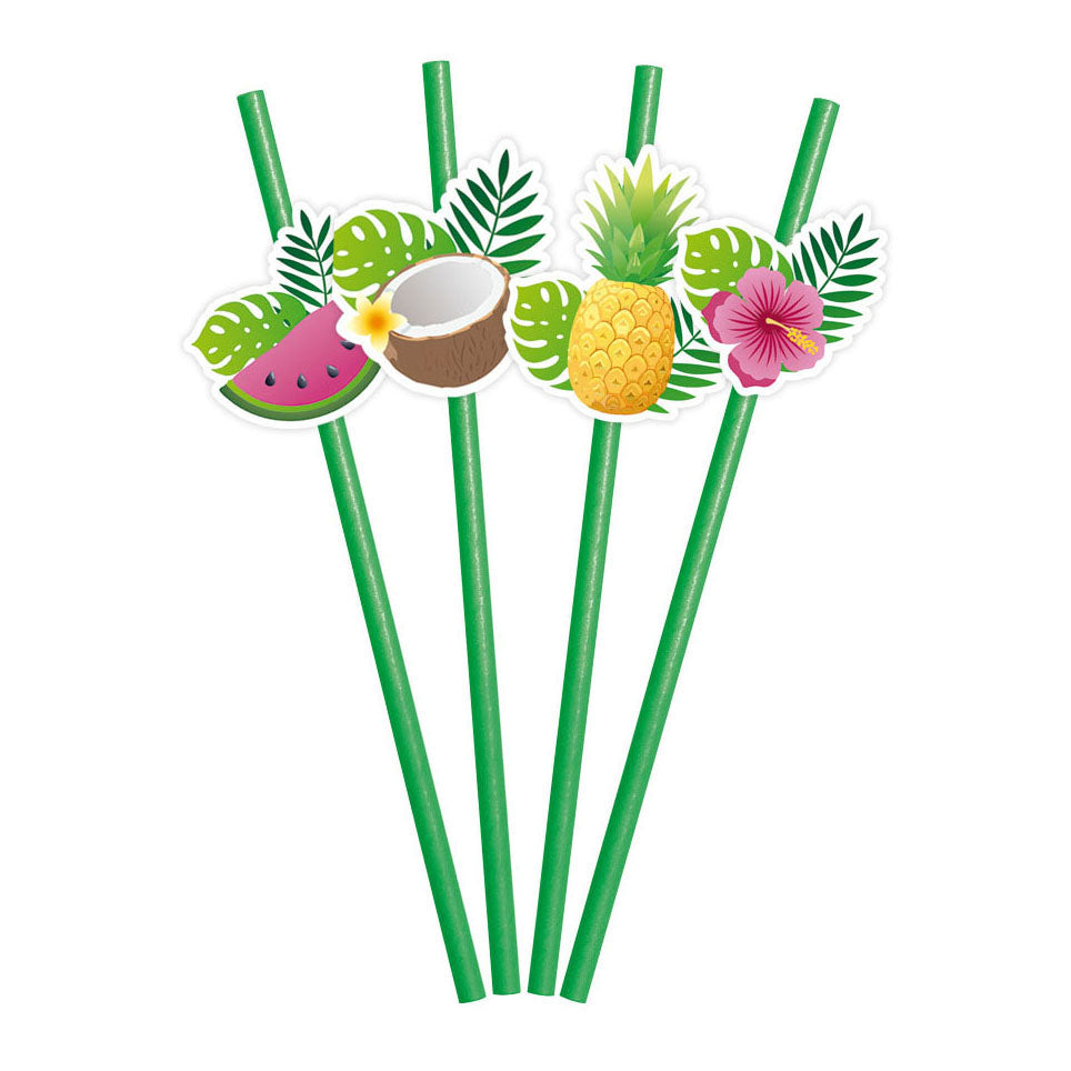 Cannucce di carta Globos frutta aloha - 6 pz.