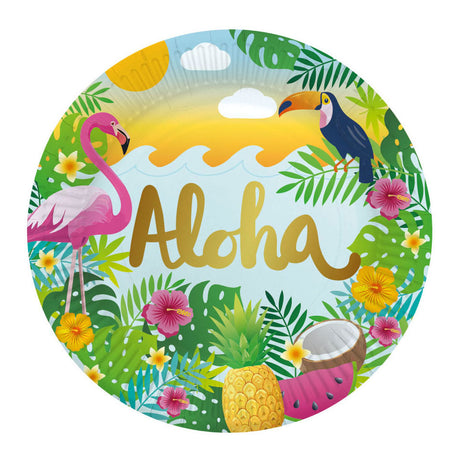 Piatti di carta Globos 23 cm aloha - 8 pz.