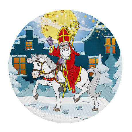 Piatti di carta Globos 23 cm Sinterklaas - 8 pz.