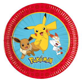 Piatti di carta Globos 20 cm pokemon di nuova generazione - 8 pz.
