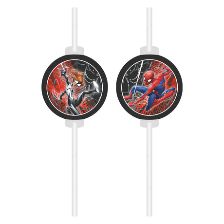 Cannucce di carta Globos Spiderman World of Web - 4 pz.